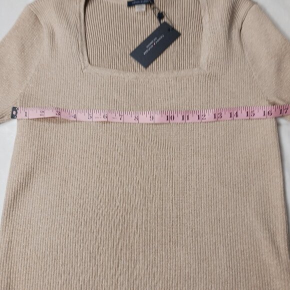 Tommie Hilfiger, NWT, Large, Short Sleeve Sweater, Metallic Gold, Neutral - Picture 10 of 16